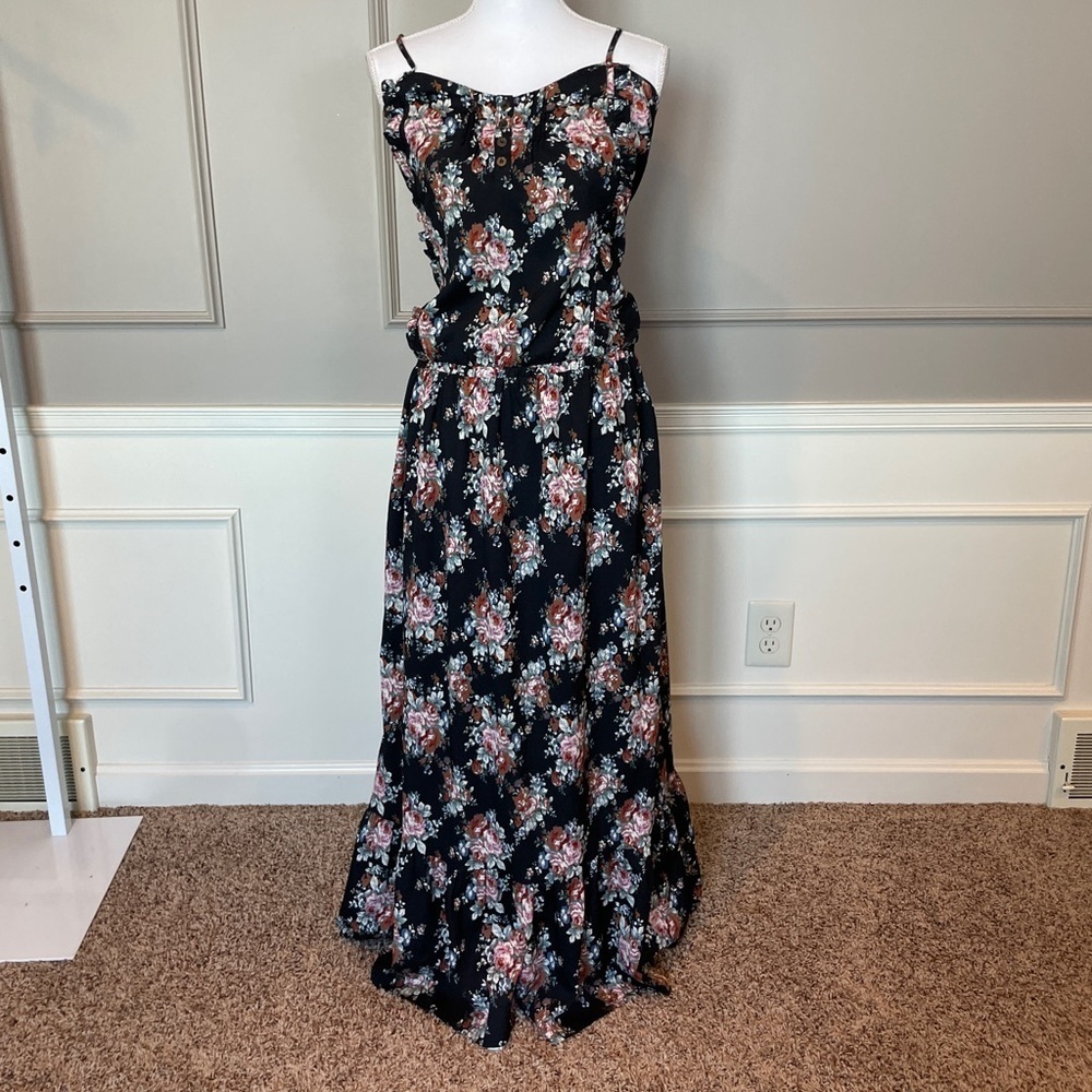 Lucca Couture Large Floral Maxi Dress Whimsigoth Bohemian Fairy Garden Emo